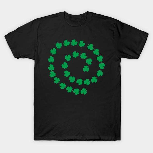 Green Shamrock Spiral St Patricks Day T-Shirt by ellenhenryart